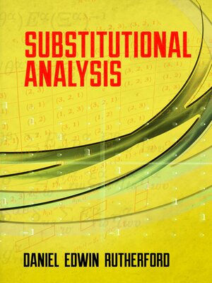 cover image of Substitutional Analysis